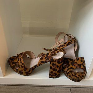 Cheetah print open-toed heels